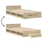 vidaXL Cadre de lit avec tiroir sans matelas chêne sonoma 75x190 cm
