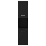 vidaXL Armoire de salle de bain Noir 30x30x130 cm Bois d’ingénierie