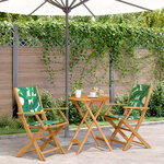 vidaXL Ensemble de bistro 3 Pièces motif de feuilles tissu et bois massif