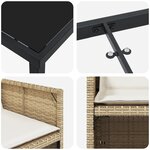 vidaXL Set de salle à manger de jardin 5 pièces avec coussins beige en poly rotin