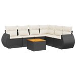 vidaXL Salon de jardin 7 Pièces avec coussins noir résine tressée