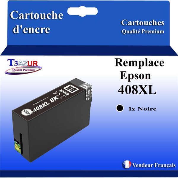 T3AZUR - Cartouche compatible avec Epson WorkForce Pro WF-C4810DTWF  408  408L  408XL - Noire