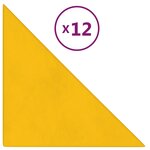 vidaXL Panneaux muraux 12 Pièces Jaune 30x30 cm Velours 0 54 m²
