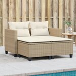 vidaXL Canapé de jardin 2 places avec tabourets beige résine tressée