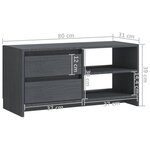vidaXL Meuble TV Gris 80x31x39 cm Bois de pin massif