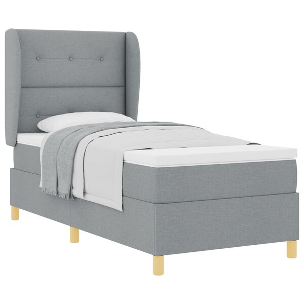 vidaXL Matelas à Sommier avec Matelas Gris clair 80x200 cm Tissu