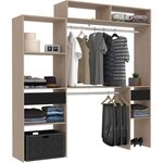 Kit dressing extensible ARTIC EKIPA - chêne et noir - 2 penderies + 2 tiroirs + Surmeuble - 198 x 40 x 202 cm