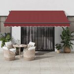 vidaXL Auvent manuel rétractable avec LED bordeaux 400x300 cm