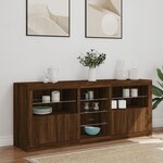 vidaXL Buffet avec lumières LED chêne marron 162x37x67 cm