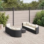 vidaXL Salon de jardin 9 Pièces avec coussins noir résine tressée