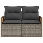 vidaXL Canapé de jardin 2 places avec coussins gris résine tressée