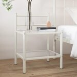 vidaXL Table de chevet Blanc/transparent 45x34 5x60 5cm Métal et verre