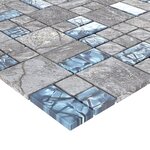 vidaXL Carreaux mosaïque 22 Pièces Gris et bleu 30x30 cm Verre