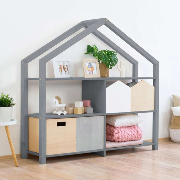 Etagère en bois massif gris 39 x 137 x 146 cm