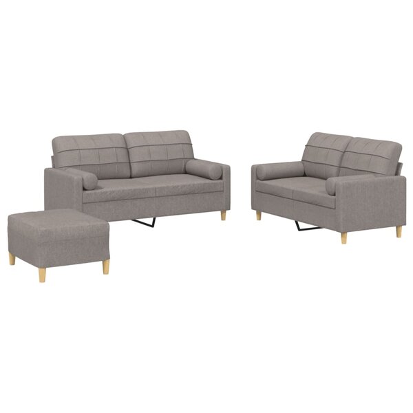 vidaXL Ensemble de canapés 3 Pièces avec coussins taupe tissu