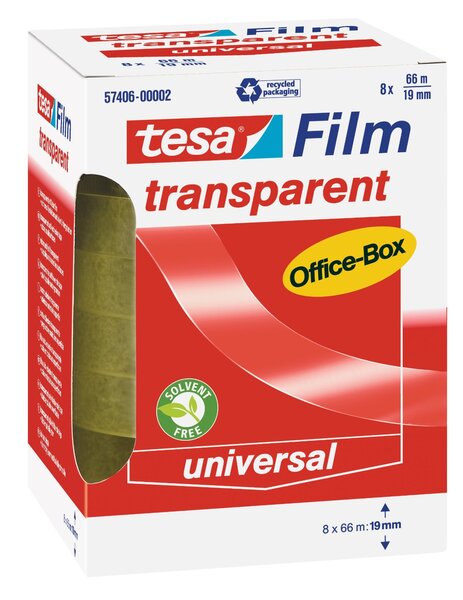 Tour de 6 rouleaux de ruban adhésif 19 mm x 66 m Transparent TESA