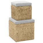 vidaXL Repose-pied lot de 2 Jacinthe d'eau Gris
