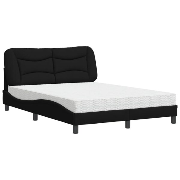 vidaXL Lit avec matelas noir 140x190 cm tissu