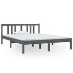 vidaXL Cadre de lit Gris Bois massif 140x190 cm
