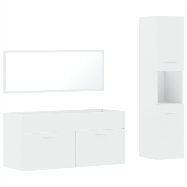 vidaXL Ensemble de meubles salle de bain 3 Pièces blanc bois d'ingénierie