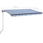 vidaXL Auvent rétractable automatique 450x350 cm Bleu et blanc