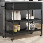 vidaXL Chariot de cuisine noir 105x42x95 cm bois d'ingénierie