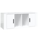 vidaXL Meuble TV Blanc brillant 100x35x40 cm Bois d'ingénierie