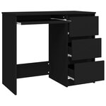 vidaXL Bureau Noir 90x45x76 cm Bois d’ingénierie