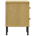 vidaXL Table de chevet avec pieds en métal Marron Bois pin massif OSLO