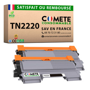 TN2220 - 2 Toners compatibles avec Brother TN2220 Noir (ou TN2210) - Entreprise française