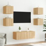 vidaXL Meuble TV mural avec lumières LED chêne sonoma 30 5x35x30 cm