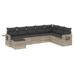vidaXL Salon de jardin 8 Pièces avec coussins gris clair résine tressée