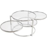 Table basse plateaux pivotants en verre 4 plateaux