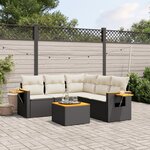 vidaXL Salon de jardin 6 Pièces avec coussins noir résine tressée