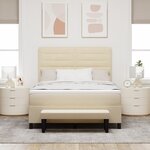vidaXL Lit à Ressorts avec Matelas & Banc Crème 140x200 cm Tissu