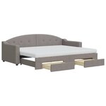vidaXL Lit de jour avec gigogne et tiroirs taupe 80x200 cm tissu