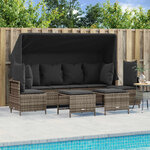 vidaXL Salon de jardin 5 Pièces avec coussins gris résine tressée