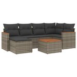 vidaXL Salon de jardin avec coussins 7 Pièces gris résine tressée