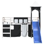 vidaXL Lit mezzanine enfants et tour sans matelas blanc noir 80x200cm