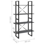 vidaXL Bibliothèque à 4 niveaux Gris 80x30x140 cm Bois de pin massif