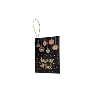 6 Étiquettes Cadeaux Noël Attache Fil Doré - Joyeux Noêl Boules De Noêl