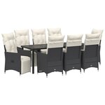 vidaXL Ensemble de Dîner de Jardin 9 Pièces avec Coussins Noir Rattan Poly