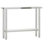 vidaXL Table de travail de cuisine avec étagère 110x30x150 cm inox