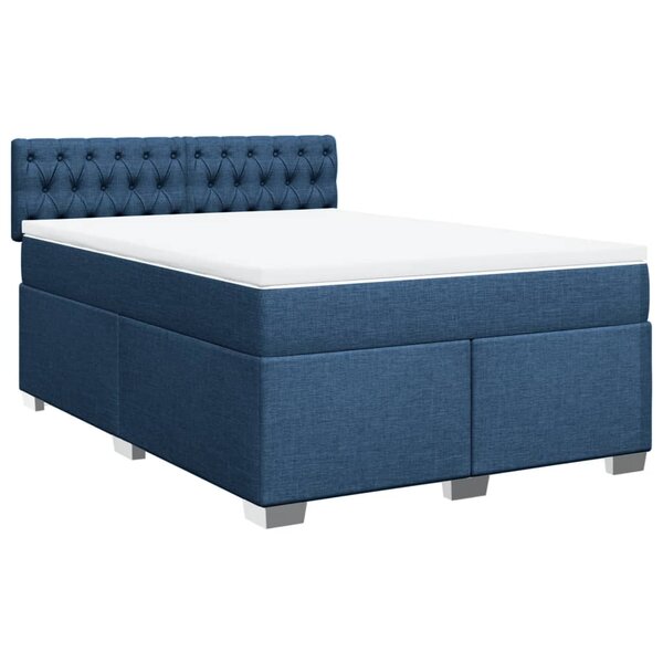 vidaXL Sommier à lattes de lit avec matelas Bleu 140x200 cm Tissu