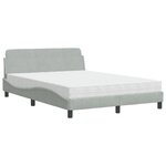 vidaXL Lit avec matelas gris clair 140x190 cm velours