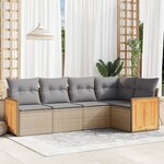 vidaXL Salon de jardin avec coussins 5 Pièces beige résine tressée