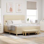 Lit box spring vidaXL avec matelas et banc Crème 180x200 cm Tissu