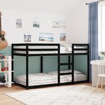 vidaXL Lit superposé Noir 90x190 cm Bois de pin massif