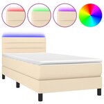 vidaXL Sommier à lattes de lit avec matelas LED Crème 100x200 cm Tissu