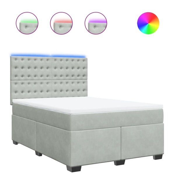 vidaXL Sommier à lattes de lit et matelas Gris clair 160x200cm Velours